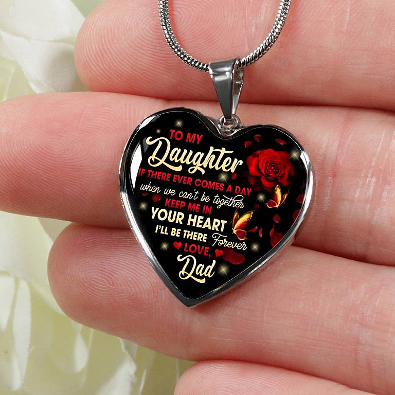 Dad To My Daughter If There Ever Comes A Day When We Can't Be Together Keep Me In Heart Pendant Necklace - Heart Luxury Necklace (Silver)