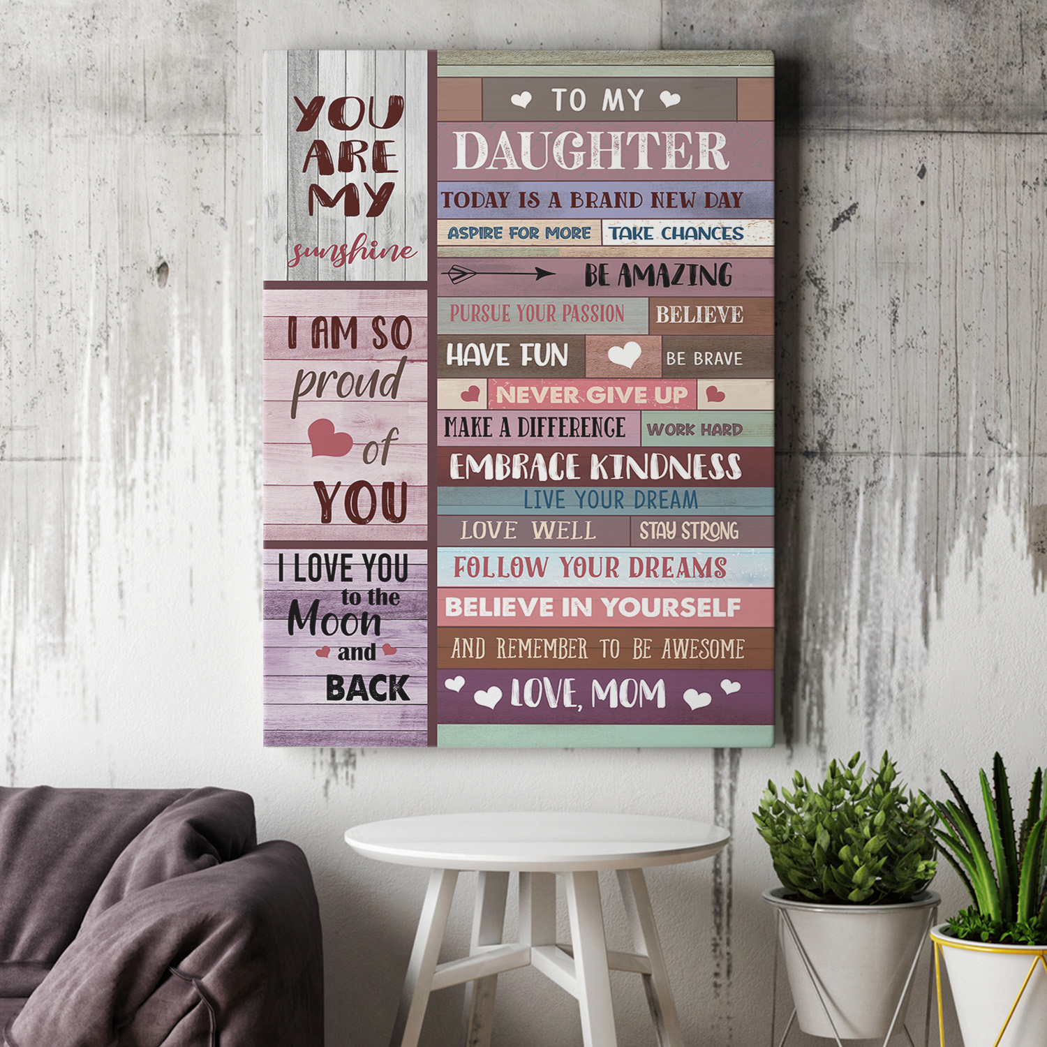 3VT. To My Daughter Brand New Day canvas mockup