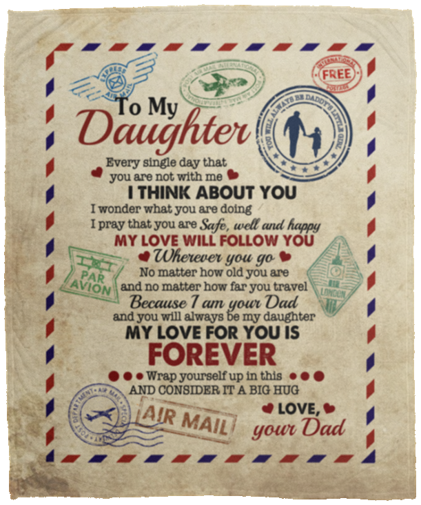 To Daughter Every Single Day That You Are Not with Me I Think About You Letter Fleece Blanket - Premium Sherpa Blanket, White, Cozy Plush Fleece Blanket - 50x60 To Daughter Every Single Day That You Are Not with Me I Think About You Letter Fleece Blanket - Premium Sherpa Blanket, White, Cozy Plush Fleece Blanket - 50x60