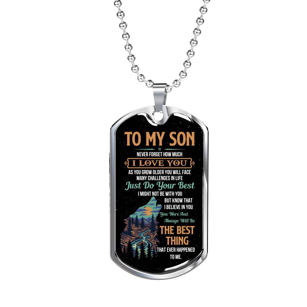 Wolf to My Son Never Forget How Much I Love You as You Grow Older You Will Face Dog Tag Pendant Necklace - Dog Tag (Silver) Wolf to My Son Never Forget How Much I Love You as You Grow Older You Will Face Dog Tag Pendant Necklace - Dog Tag (Silver)