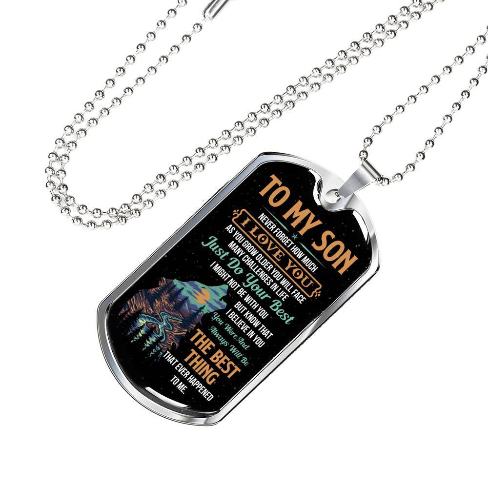 Wolf to My Son Never Forget How Much I Love You as You Grow Older You Will Face Dog Tag Pendant Necklace - Dog Tag (Silver) Wolf to My Son Never Forget How Much I Love You as You Grow Older You Will Face Dog Tag Pendant Necklace - Dog Tag (Silver)