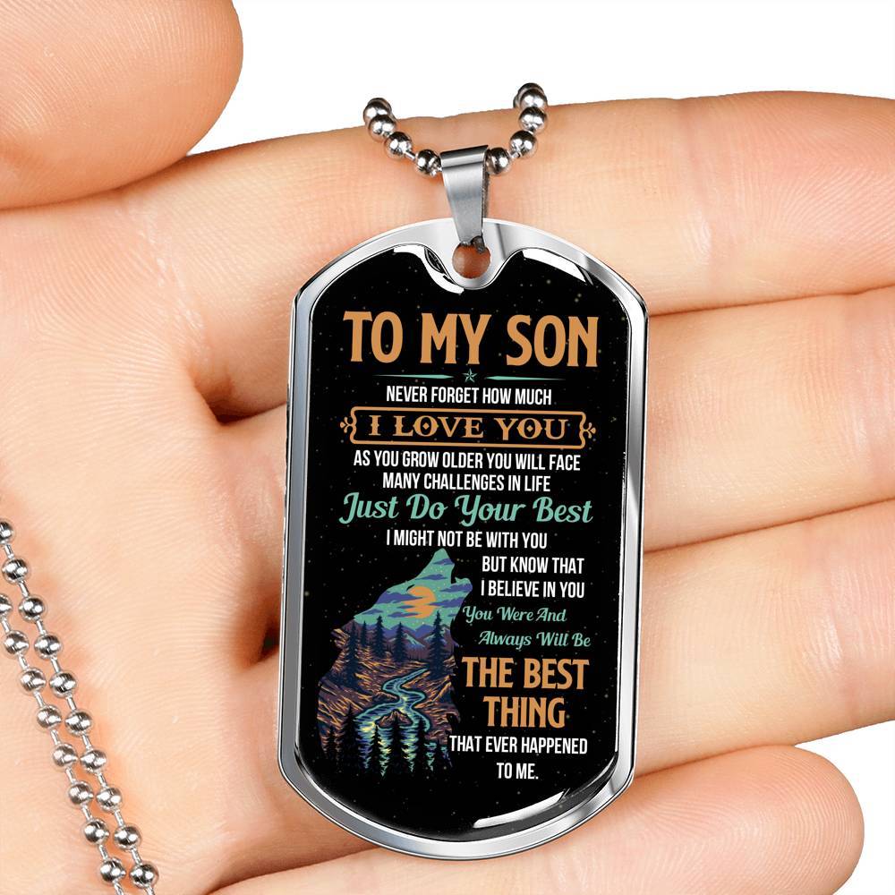 Wolf to My Son Never Forget How Much I Love You as You Grow Older You Will Face Dog Tag Pendant Necklace - Dog Tag (Silver) Wolf to My Son Never Forget How Much I Love You as You Grow Older You Will Face Dog Tag Pendant Necklace - Dog Tag (Silver)