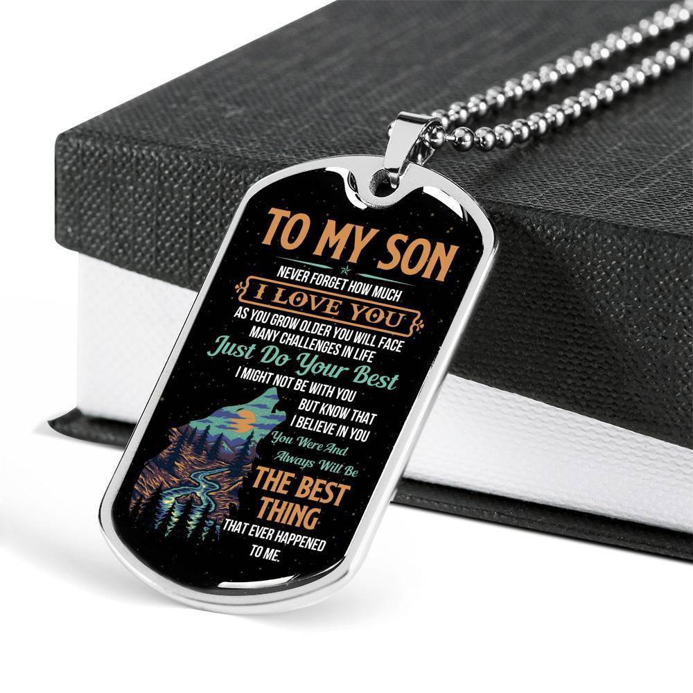 Wolf to My Son Never Forget How Much I Love You as You Grow Older You Will Face Dog Tag Pendant Necklace - Dog Tag (Silver) Wolf to My Son Never Forget How Much I Love You as You Grow Older You Will Face Dog Tag Pendant Necklace - Dog Tag (Silver)