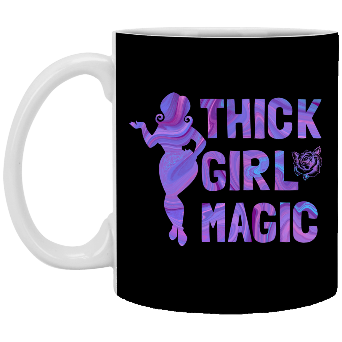 Thick Girl Magic Self Love Women Confident Ceramic Coffee Mug - Beer Stein, Black, 11 oz. White Mug Thick Girl Magic Self Love Women Confident Ceramic Coffee Mug - Beer Stein, Black, 11 oz. White Mug