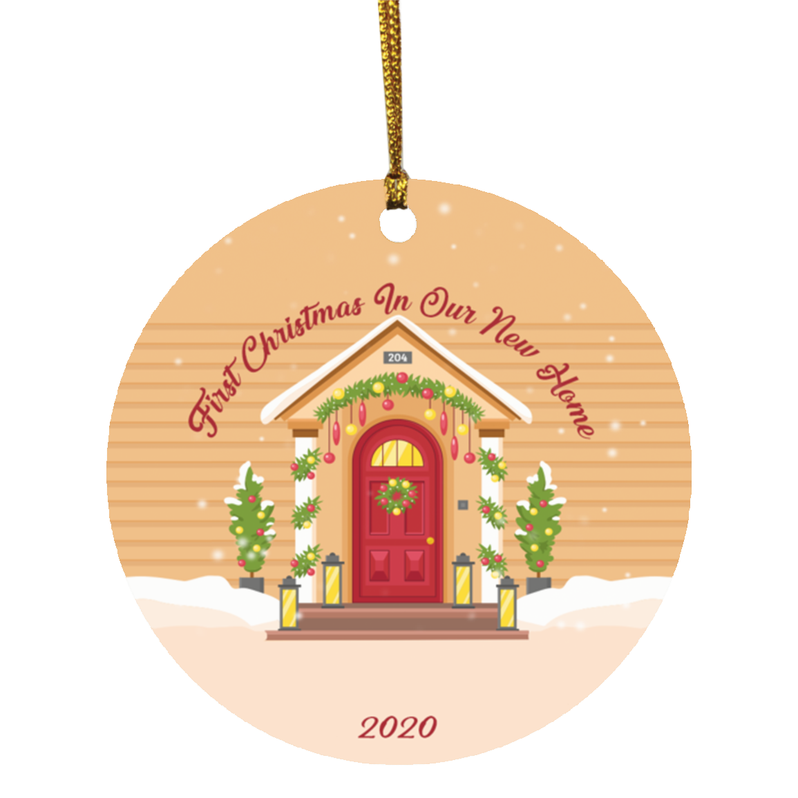 Personalized First Christmas In Our New Home Decorative Christmas Ornament - Holiday Flat Circle Ornament, White, Circle Ornament Personalized First Christmas In Our New Home Decorative Christmas Ornament - Holiday Flat Circle Ornament, White, Circle Ornament