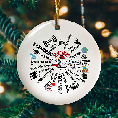 Alternative view of 2020 A Year To Remember To Forget Circle Ornament Keepsake - Funny 2020 Quarantine Christmas Circle Ornament