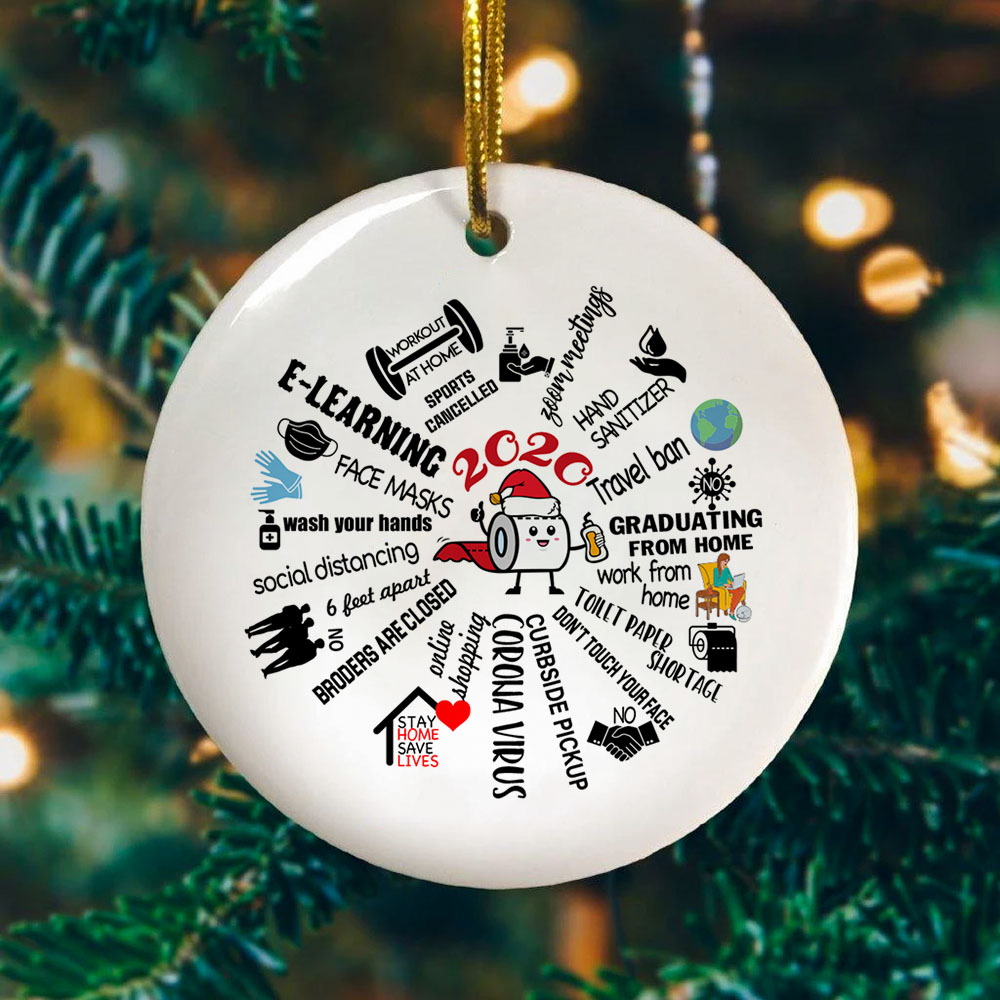 2020 A Year To Remember To Forget Circle Ornament Keepsake - Funny 2020 Quarantine Christmas Circle Ornament Mockup