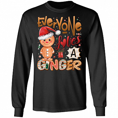 Everyone Loves A Ginger Cute Gingerbread Wearing Santa Hoodie - Sweatshirt - Gingerbread Lover Long Sleeve, Black, Long Sleeve