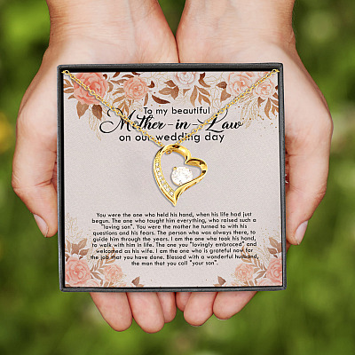 Alternative view of To My Beautiful Mother In Law On Our Wedding Day Forever Love Heart Pendant Necklace - Mother In Law Gifts