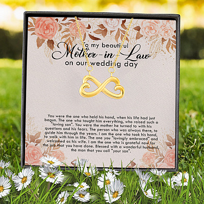 To My Beautiful Mother In Law On Our Wedding Day Infinity Heart Pendant Necklace - Mother In Law Gifts