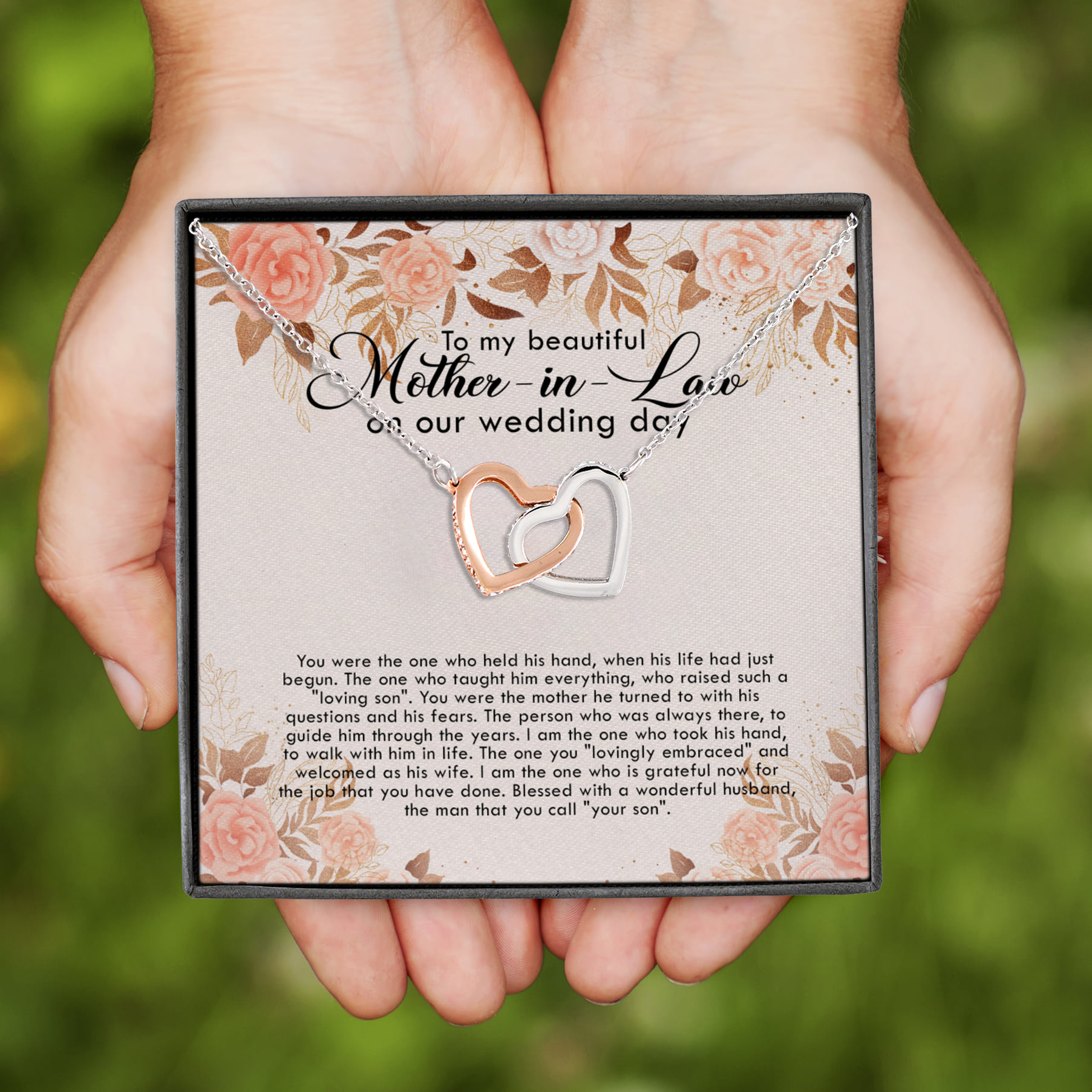 7VT. Beautiful Mother In Law Interlocking Hearts Necklace