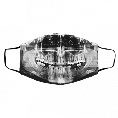 Skull Xray Dental Gift Washable Reusable Custom - Printed Cloth Face Mask Cover, White, Cloth Face Cover – Medium/Large