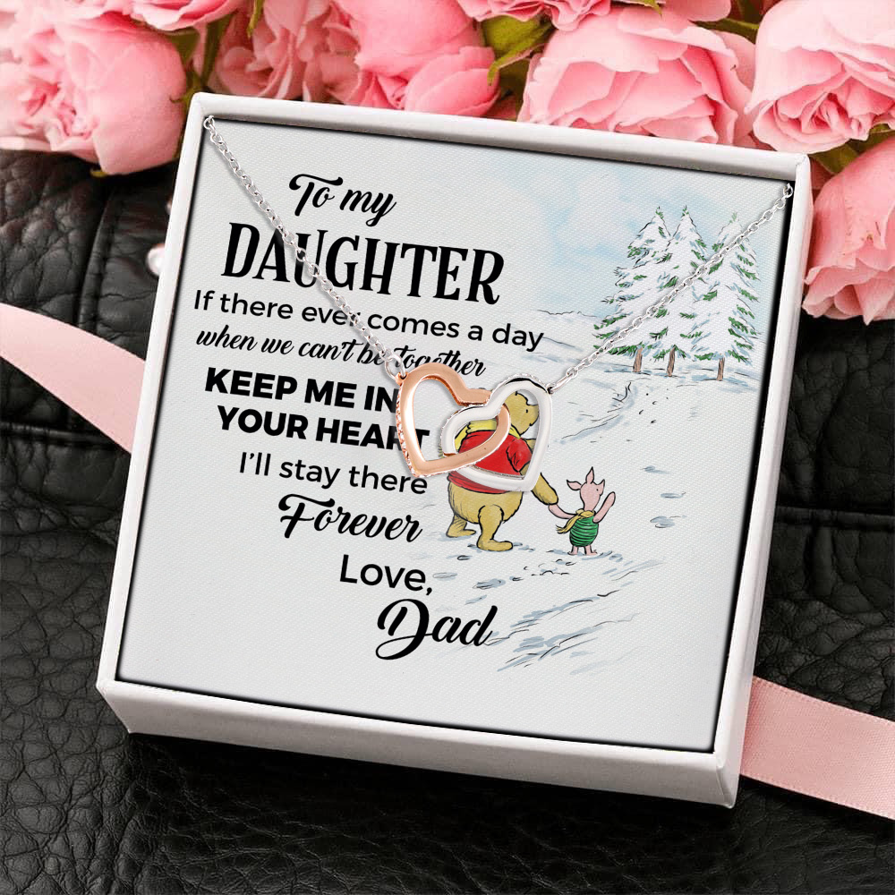 5P. Daughter together pooh - dad Interlocking Hearts Necklace 4