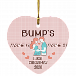 Personalized Bump First Christmas Pregnancy Announcement Gift Christmas Flat Heart Ornament Keepsake, White, SUBORNH Heart Ornament Personalized Bump First Christmas Pregnancy Announcement Gift Christmas Flat Heart Ornament Keepsake, White, SUBORNH Heart Ornament