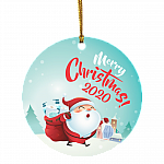 Merry Christmas 2020 Santa Claus With Mask Decorative Christmas Ornament - Holiday Flat Circle Ornament, White, Circle Ornament Merry Christmas 2020 Santa Claus With Mask Decorative Christmas Ornament - Holiday Flat Circle Ornament, White, Circle Ornament