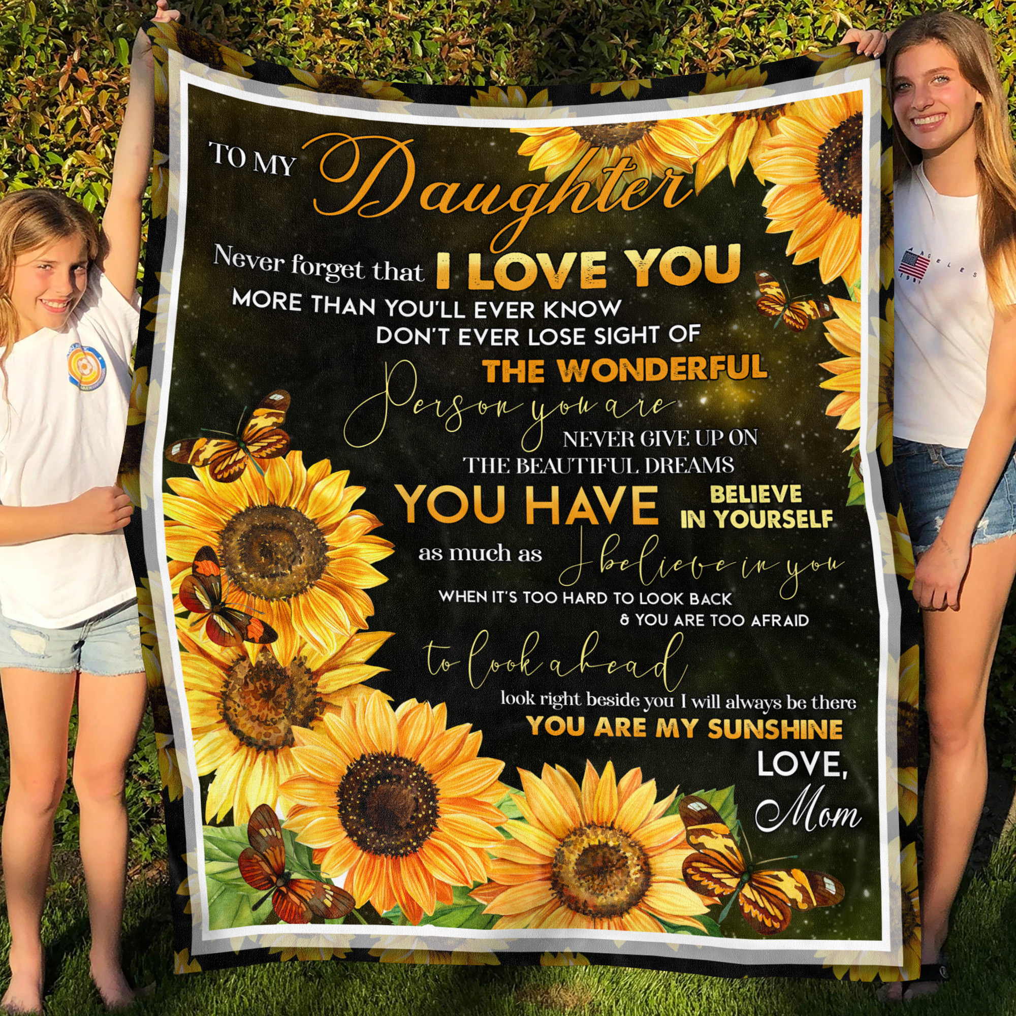 6O_ Daughter Sunflower Butterfly(8) Blanket Mockup 5