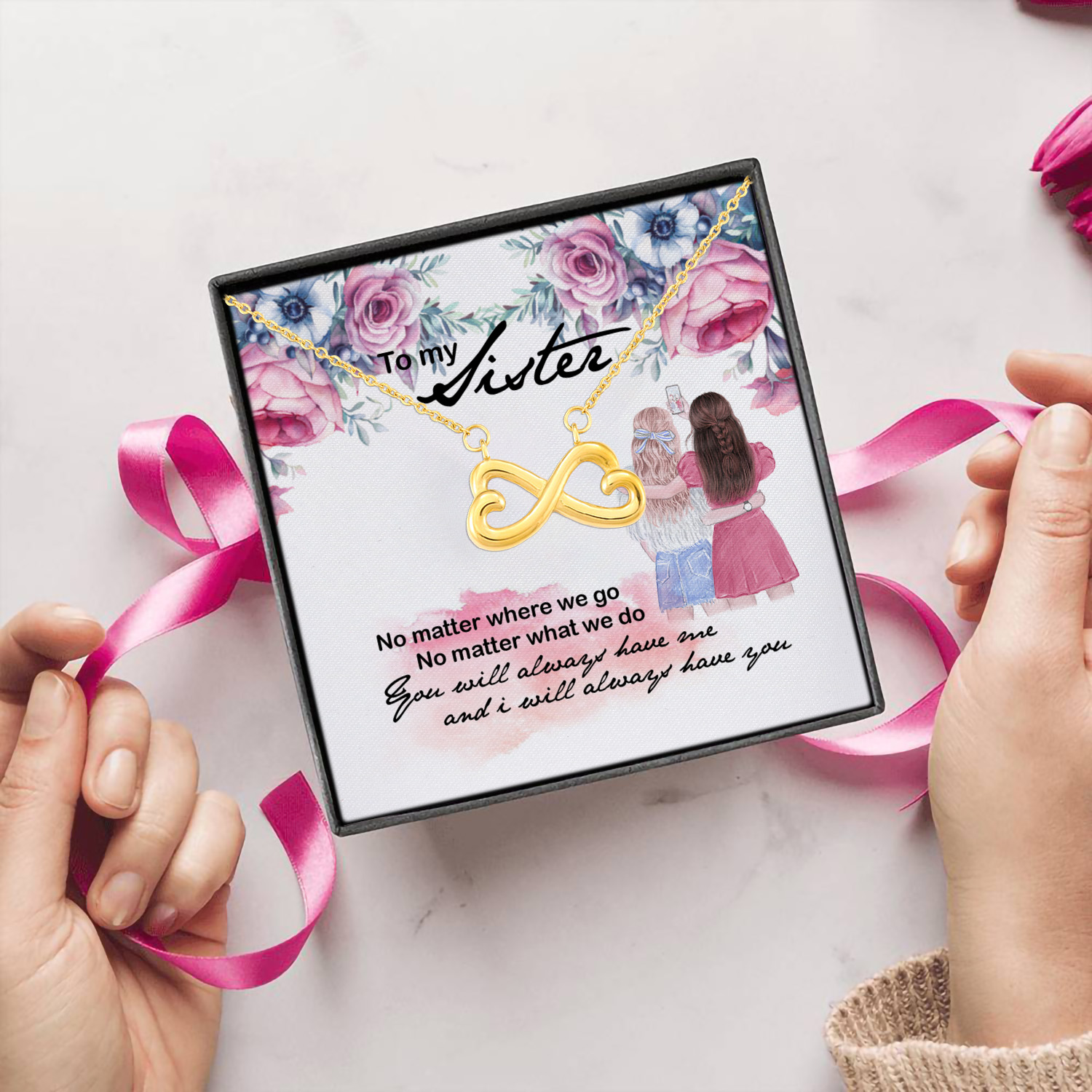 59 HG_ To My Sister No Matter (5) Infinity Heart Necklace (Gold) 5