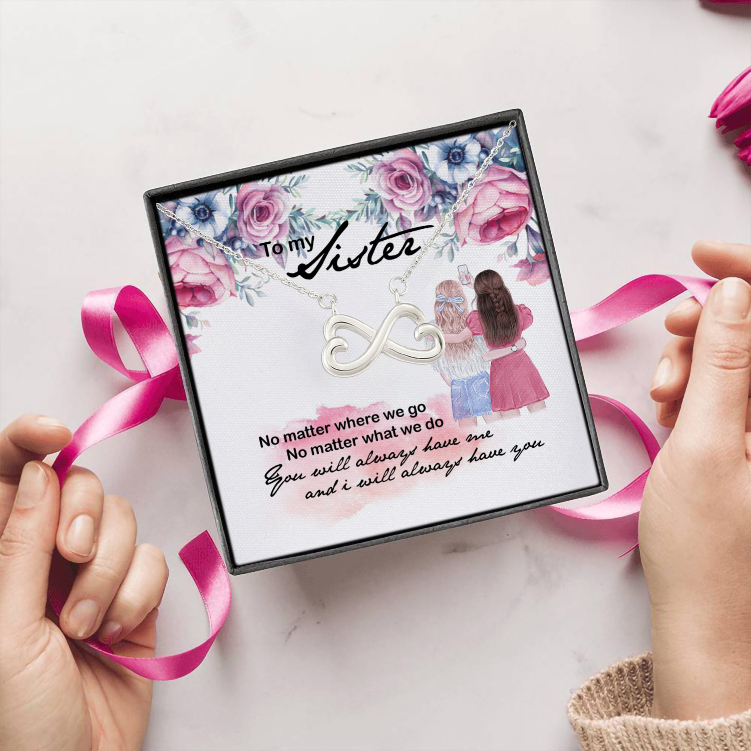 59 HG_ To My Sister No Matter (5) Infinity Heart Necklace (Silver) 5