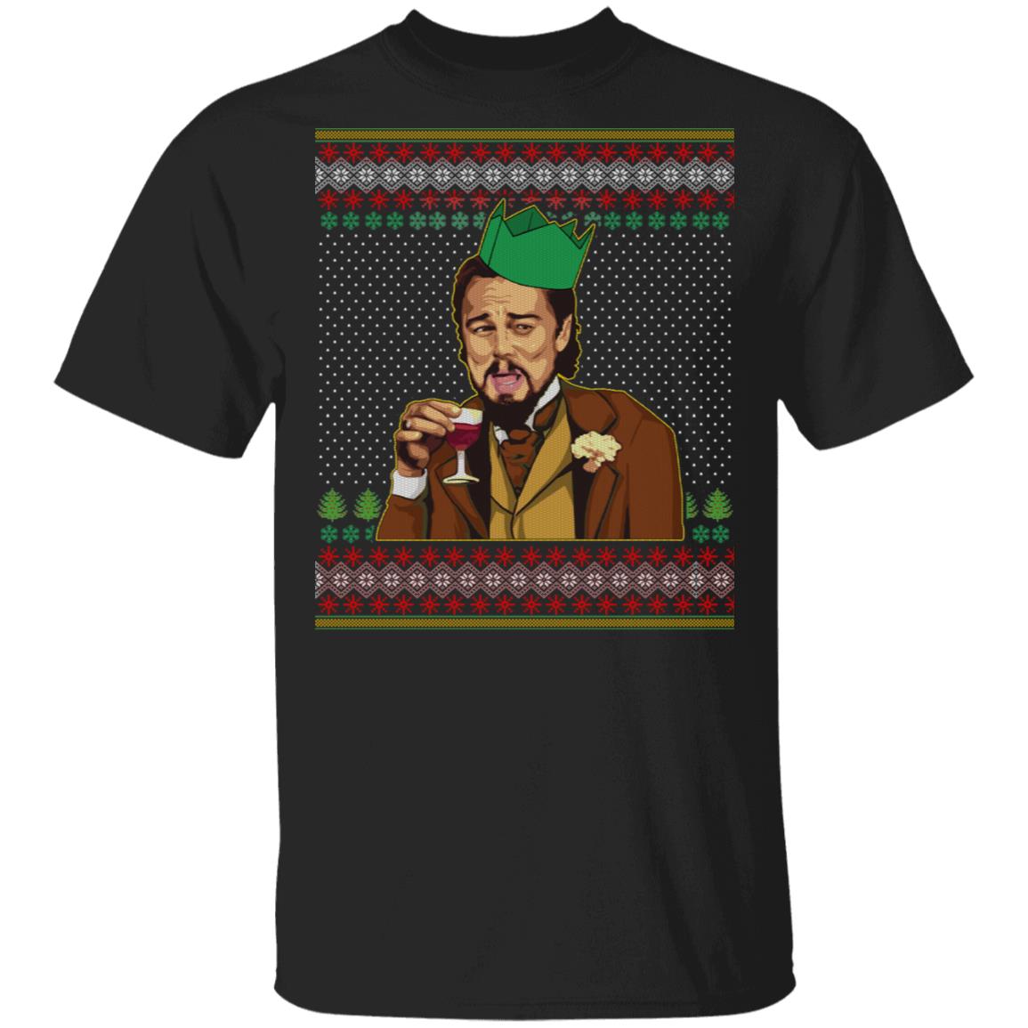 Santa Leonardo Dicaprio Christmas Shirt - Funny Dicaprio Shirt - Ugly Christmas Sweater Shirt - Xmas Gifts, Black, Unisex T-Shirt