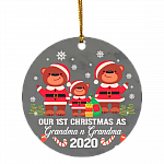 Our First Christmas As Grandpa And Grandma Circle Ornament - Grandparents Christmas Tree Holiday Decoration, White, Circle Ornament Our First Christmas As Grandpa And Grandma Circle Ornament - Grandparents Christmas Tree Holiday Decoration, White, Circle Ornament