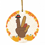 Funny Turkey Hand Sign Thanksgiving Autumn Pumpkin Decorative Christmas Ornament-Holiday Flat Circle Ornament, White, Circle Ornament Funny Turkey Hand Sign Thanksgiving Autumn Pumpkin Decorative Christmas Ornament-Holiday Flat Circle Ornament, White, Circle Ornament