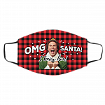 OMG Santa I Know Him Buffalo Plaid Washable Reusable Custom Printed Cloth Face Mask Cover, White, Cloth Face Cover – Medium/Large
