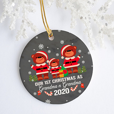 Alternative view of Our First Christmas As Grandpa And Grandma Circle Ornament - Grandparents Christmas Tree Holiday Decoration