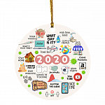 2020 Pandemic Quarantine Circle Christmas Ornament Keepsake - Funny Holiday Flat Ornament For Christmas Tree, White, Circle Ornament