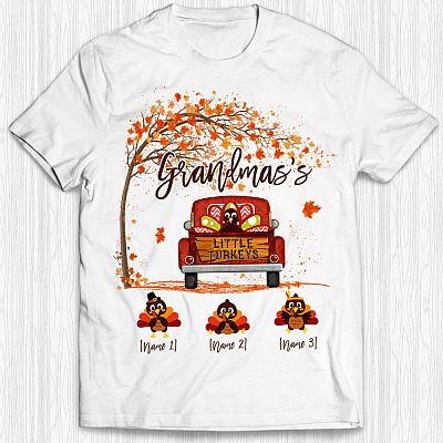 Alternative view of Personalized Grandma's Little Turkey Funny Thanksgiving Turkey Gift for Nana T-Shirt - V Neck