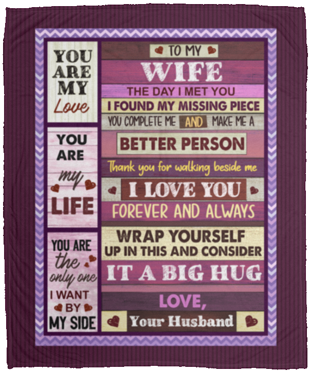 To My Wife The Day I Met You I Found My Missing Piece From Husband Fleece Blanket - Premium Sherpa Blanket, White, Cozy Plush Fleece Blanket - 50x60 To My Wife The Day I Met You I Found My Missing Piece From Husband Fleece Blanket - Premium Sherpa Blanket, White, Cozy Plush Fleece Blanket - 50x60