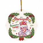 It's Christmas Awesome Wow Decorative Christmas Ornament - Holiday Flat Circle Ornament, White, Circle Ornament It's Christmas Awesome Wow Decorative Christmas Ornament - Holiday Flat Circle Ornament, White, Circle Ornament