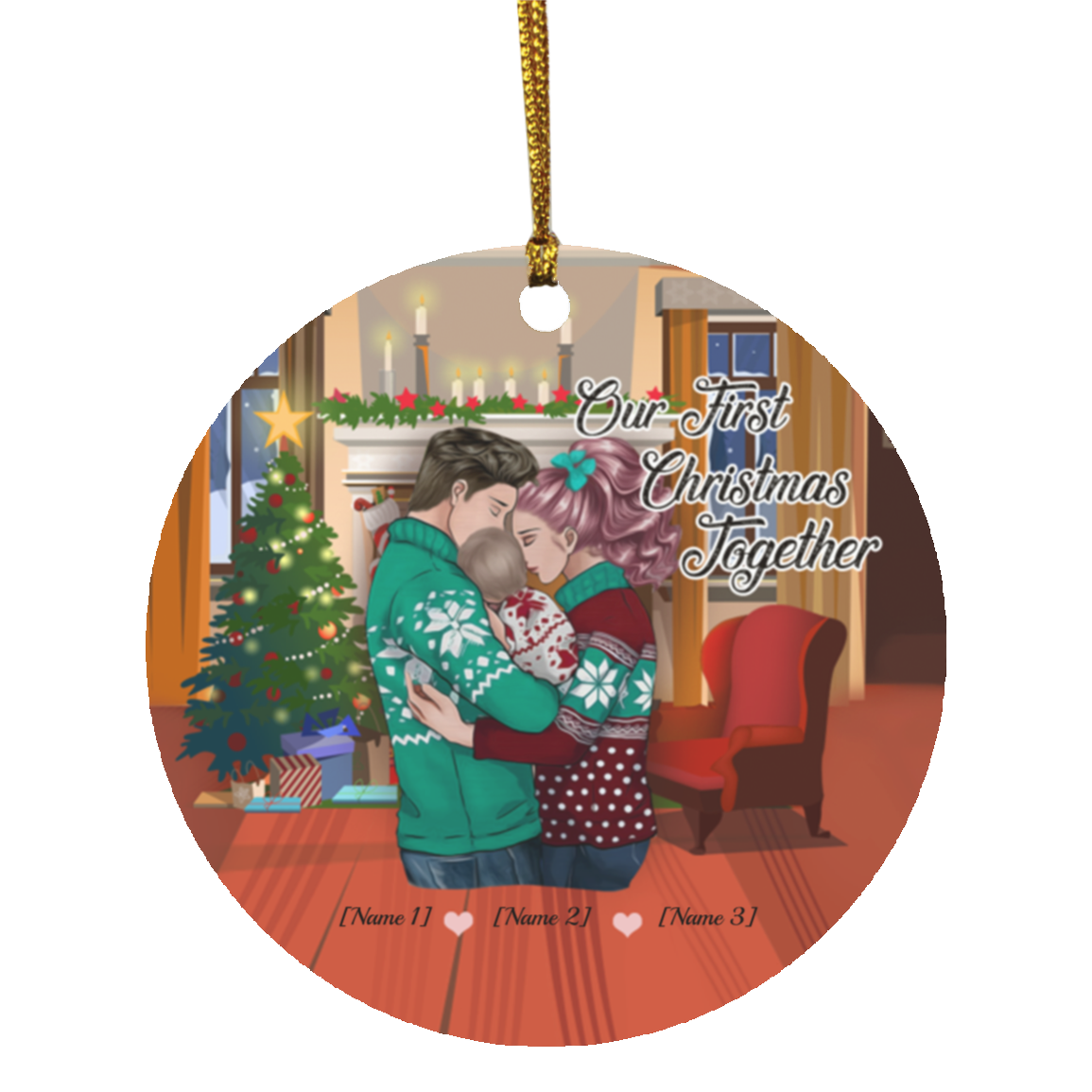 Personalized Our First Christmas Together Holiday Circle Ornament Keepsake - Our First Christmas As Mommy and Daddy, White, Circle Ornament Personalized Our First Christmas Together Holiday Circle Ornament Keepsake - Our First Christmas As Mommy and Daddy, White, Circle Ornament