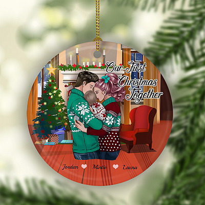 Alternative view of Personalized Our First Christmas Together Holiday Circle Ornament Keepsake - Our First Christmas As Mommy and Daddy