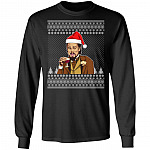 Leonardo Dicaprio Santa Christmas Hoodie - Sweatshirt - Long Sleeve - Dicaprio Ugly Christmas Sweater Jumper, Black, Long Sleeve