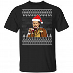 Leonardo Dicaprio Santa Christmas Shirt - Funny Dicaprio Shirt - Ugly Christmas Sweater Shirt - Xmas Gifts, Black, Unisex T-Shirt