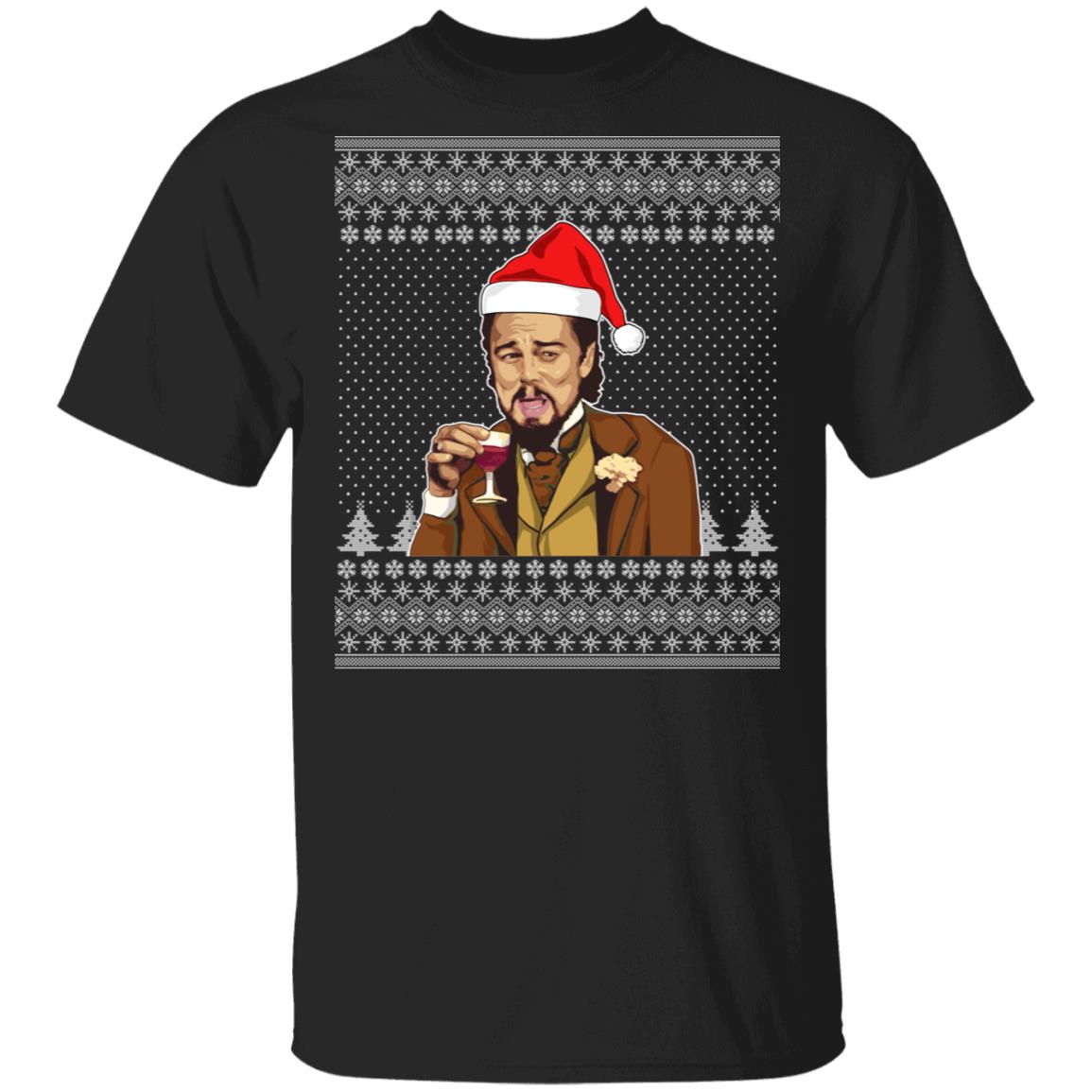 Leonardo Dicaprio Santa Christmas Shirt - Funny Dicaprio Shirt - Ugly Christmas Sweater Shirt - Xmas Gifts, Black, Unisex T-Shirt