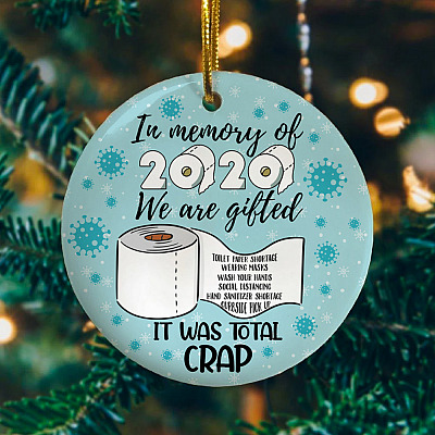 Alternative view of In Memory of 2020 We Are Gifted - It Was Total Crap Christmas Ornament - Holiday Flat Circle Ornament