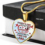 Daddy's Girl I Used To Be His Angel Red Cardinals Heart Pendant Necklace - Cardinals Father Daughter Necklace - Heart Luxury Necklace (Gold Plated)