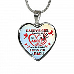 Daddy's Girl I Used To Be His Angel Red Cardinals Heart Pendant Necklace - Cardinals Father Daughter Necklace - Heart Luxury Necklace (Silver)