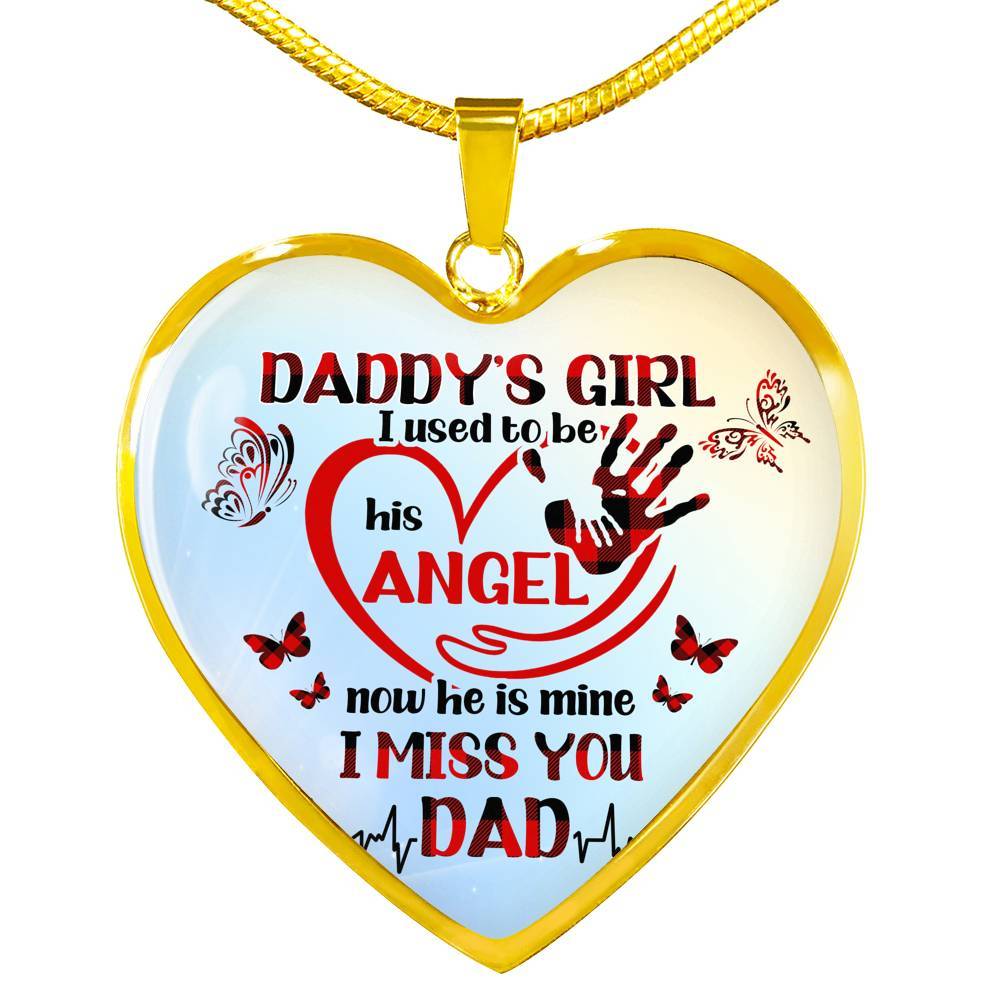 Daddy's Girl I Used To Be His Angel Butterflies Heart Pendant Necklace - Butterfly Father Daughter Necklace - Heart Luxury Necklace (Gold Plated) Daddy's Girl I Used To Be His Angel Butterflies Heart Pendant Necklace - Butterfly Father Daughter Necklace - Heart Luxury Necklace (Gold Plated)