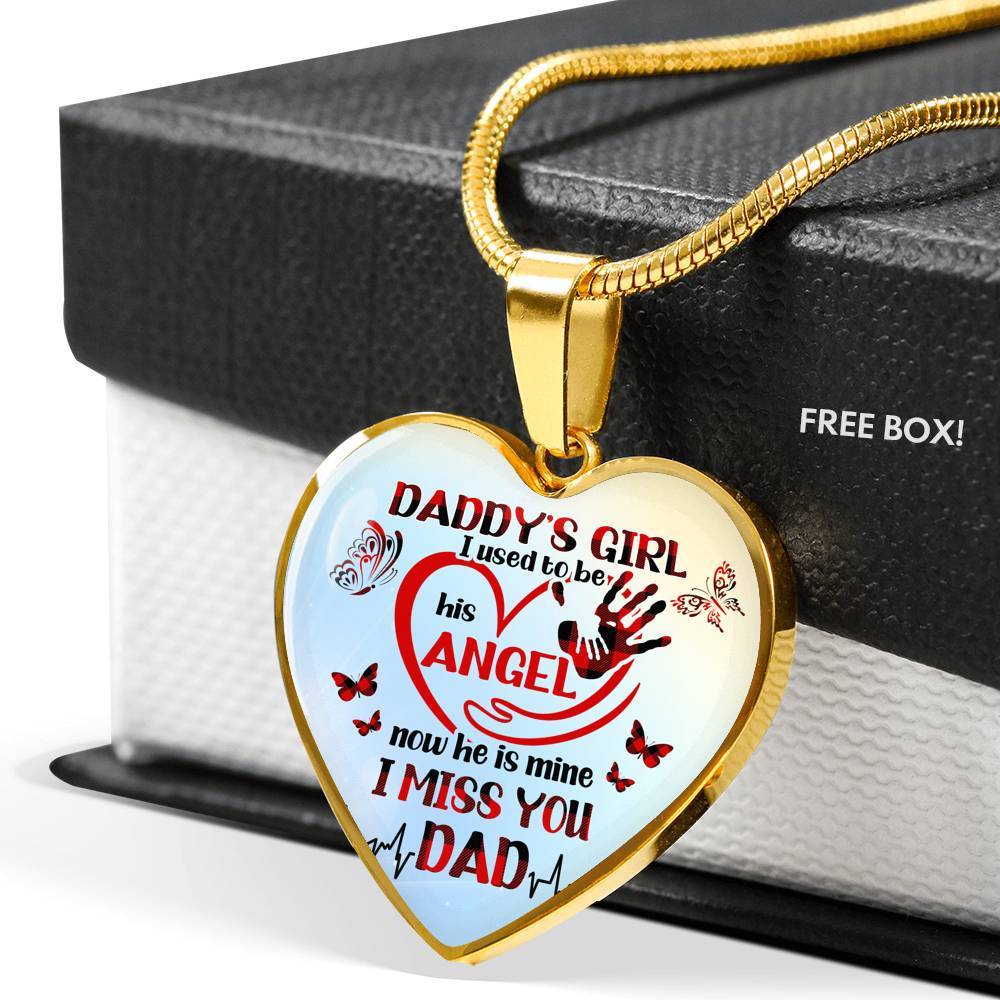 Daddy's Girl I Used To Be His Angel Butterflies Heart Pendant Necklace - Butterfly Father Daughter Necklace - Heart Luxury Necklace (Gold Plated) Daddy's Girl I Used To Be His Angel Butterflies Heart Pendant Necklace - Butterfly Father Daughter Necklace - Heart Luxury Necklace (Gold Plated)