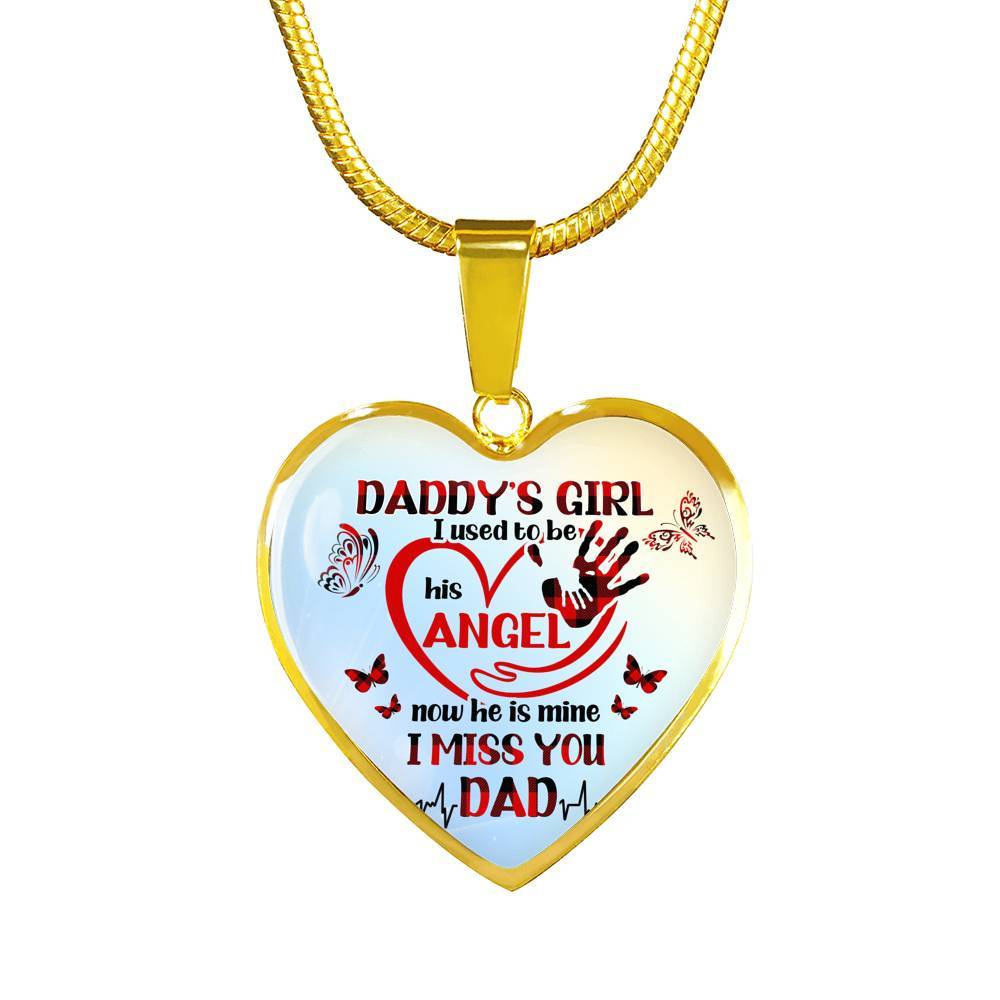 Daddy's Girl I Used To Be His Angel Butterflies Heart Pendant Necklace - Butterfly Father Daughter Necklace - Heart Luxury Necklace (Gold Plated) Daddy's Girl I Used To Be His Angel Butterflies Heart Pendant Necklace - Butterfly Father Daughter Necklace - Heart Luxury Necklace (Gold Plated)
