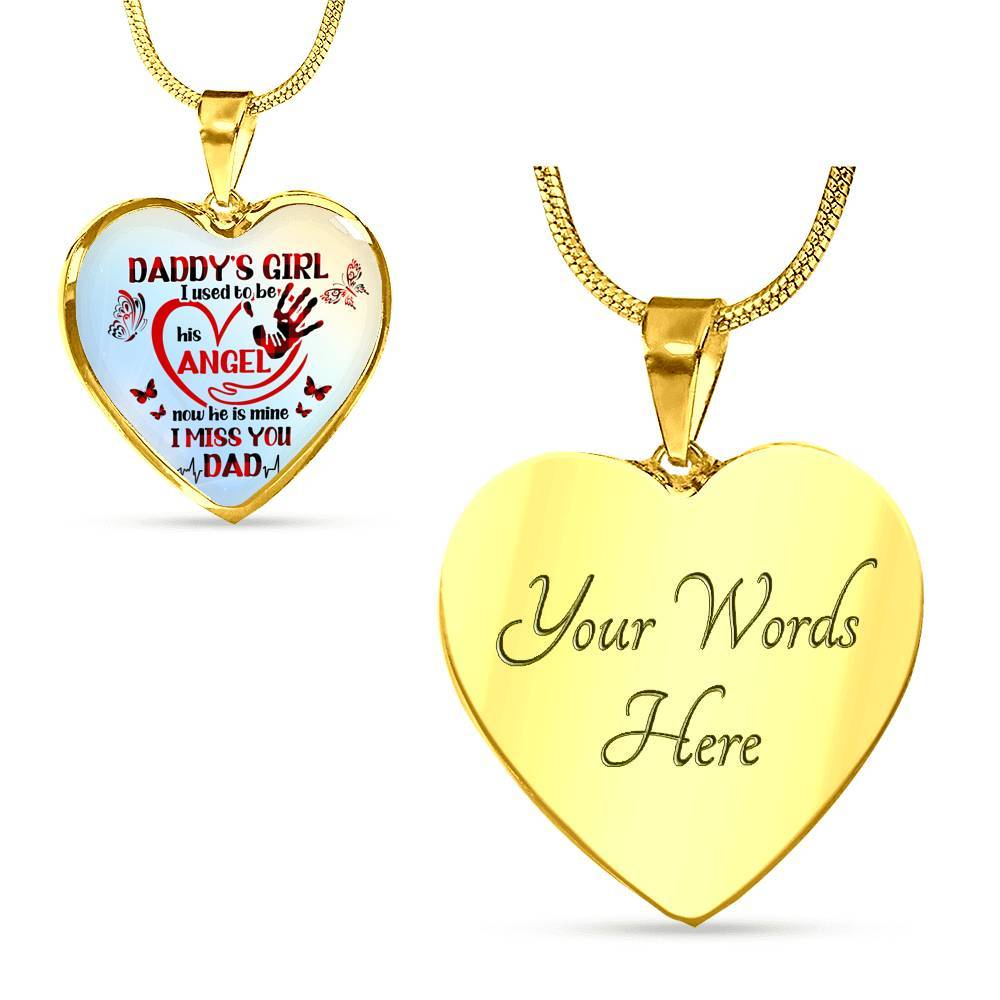 Daddy's Girl I Used To Be His Angel Butterflies Heart Pendant Necklace - Butterfly Father Daughter Necklace - Heart Luxury Necklace (Gold Plated) Daddy's Girl I Used To Be His Angel Butterflies Heart Pendant Necklace - Butterfly Father Daughter Necklace - Heart Luxury Necklace (Gold Plated)