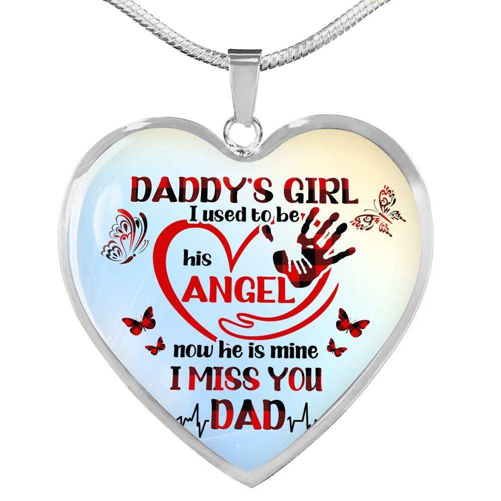 Daddy's Girl I Used To Be His Angel Butterflies Heart Pendant Necklace - Butterfly Father Daughter Necklace - Heart Luxury Necklace (Silver) Daddy's Girl I Used To Be His Angel Butterflies Heart Pendant Necklace - Butterfly Father Daughter Necklace - Heart Luxury Necklace (Silver)