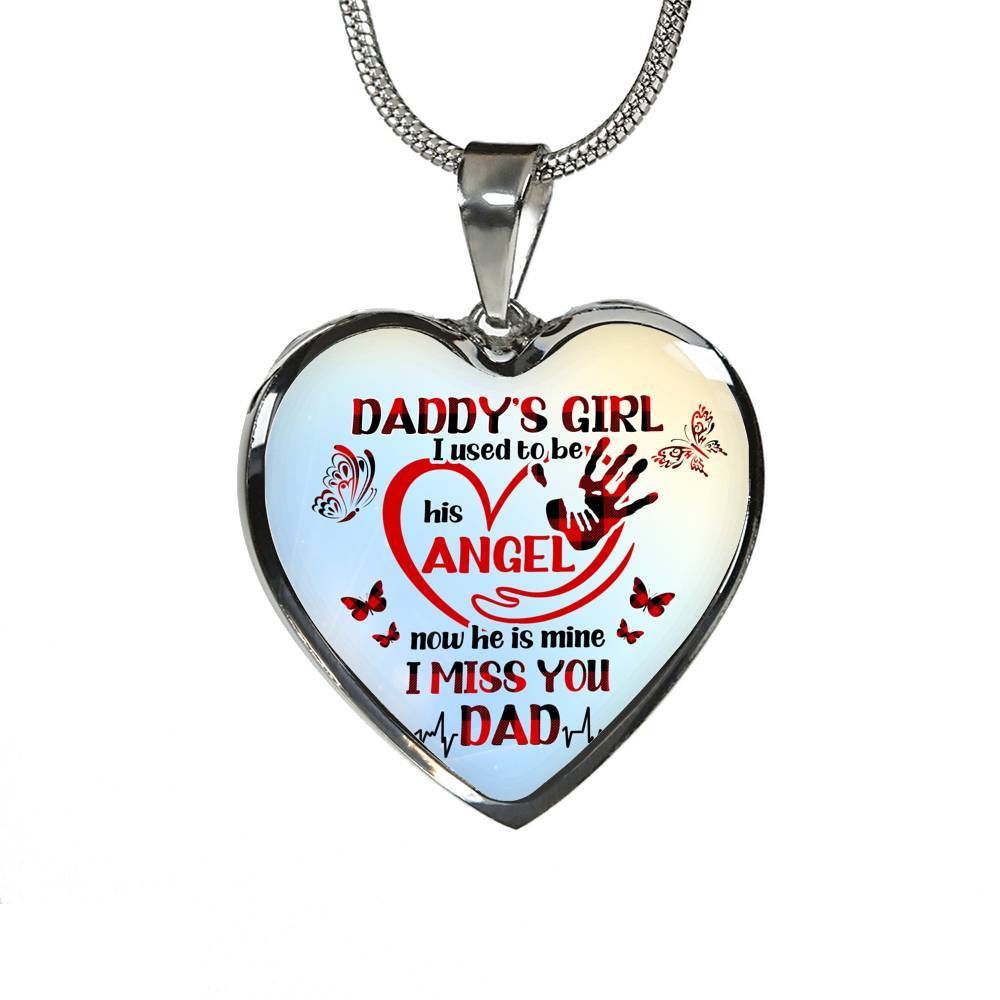Daddy's Girl I Used To Be His Angel Butterflies Heart Pendant Necklace - Butterfly Father Daughter Necklace - Heart Luxury Necklace (Silver) Daddy's Girl I Used To Be His Angel Butterflies Heart Pendant Necklace - Butterfly Father Daughter Necklace - Heart Luxury Necklace (Silver)