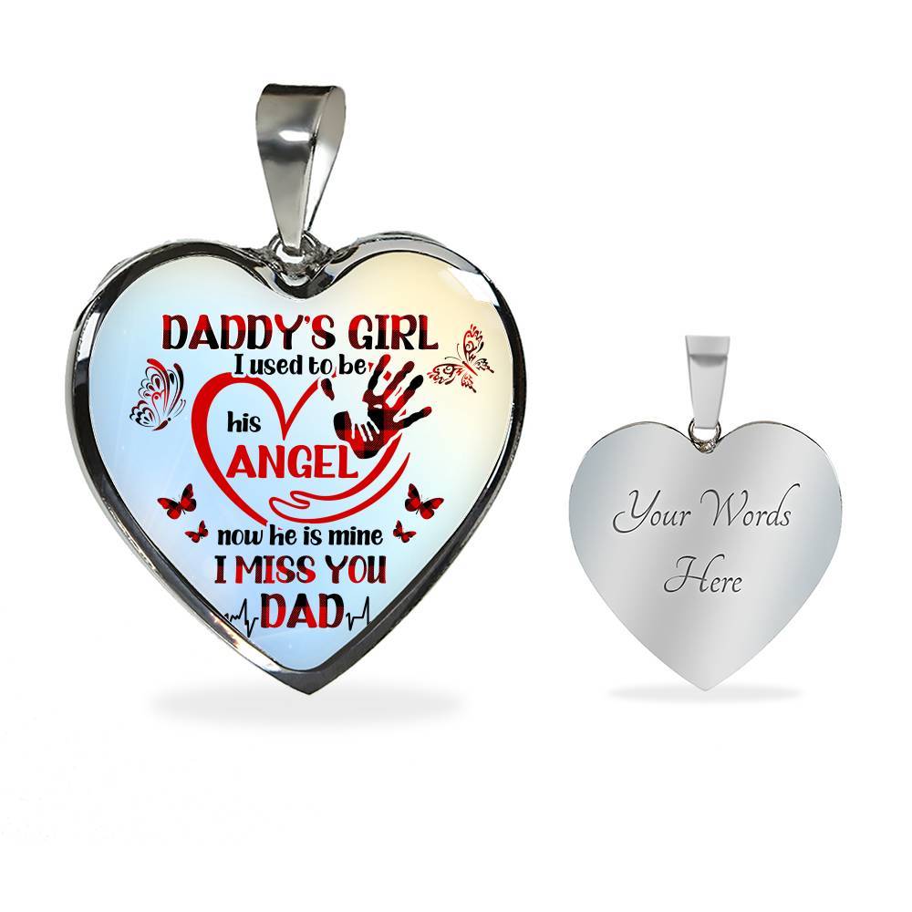 Daddy's Girl I Used To Be His Angel Butterflies Heart Pendant Necklace - Butterfly Father Daughter Necklace - Heart Luxury Necklace (Silver) Daddy's Girl I Used To Be His Angel Butterflies Heart Pendant Necklace - Butterfly Father Daughter Necklace - Heart Luxury Necklace (Silver)