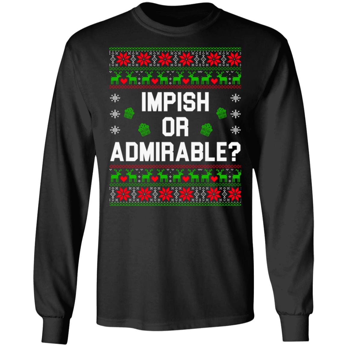 Impish or Admirable Belsnickel the Office Funny Christmas Ugly Christmas Sweater Long Sleeve, Black, Long Sleeve
