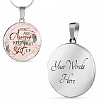 You Are Awesome Keep That Sht Up Circle Pendant Necklace - Circle Luxury Necklace (Silver)