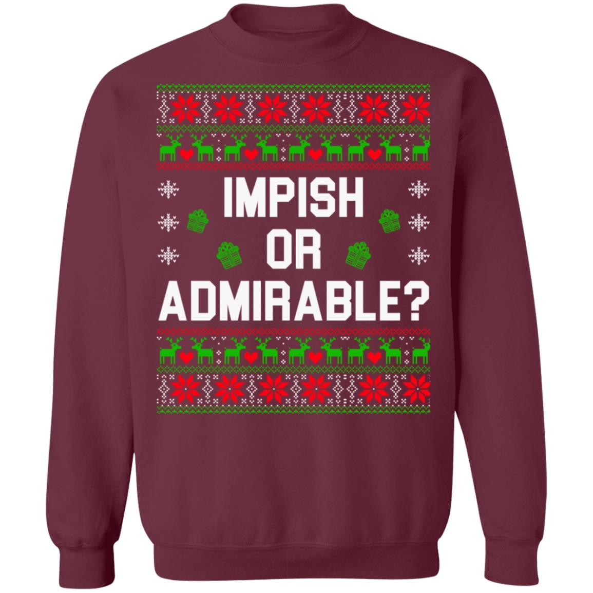 ALLNTRENDS Funny Christmas Sweatshirt - 'Impish Or Admirable' Ugly Holiday Sweater, Unisex Adult