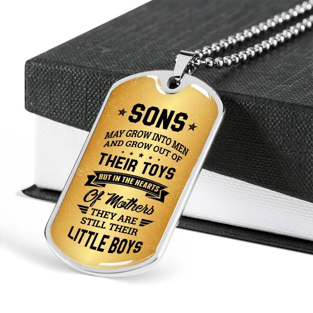 Sons May Grow into Men but in the Hearts of Mothers They Are Still Their Little Boys Dog Tag Pendant Necklace - Dog Tag (Silver) Sons May Grow into Men but in the Hearts of Mothers They Are Still Their Little Boys Dog Tag Pendant Necklace - Dog Tag (Silver)
